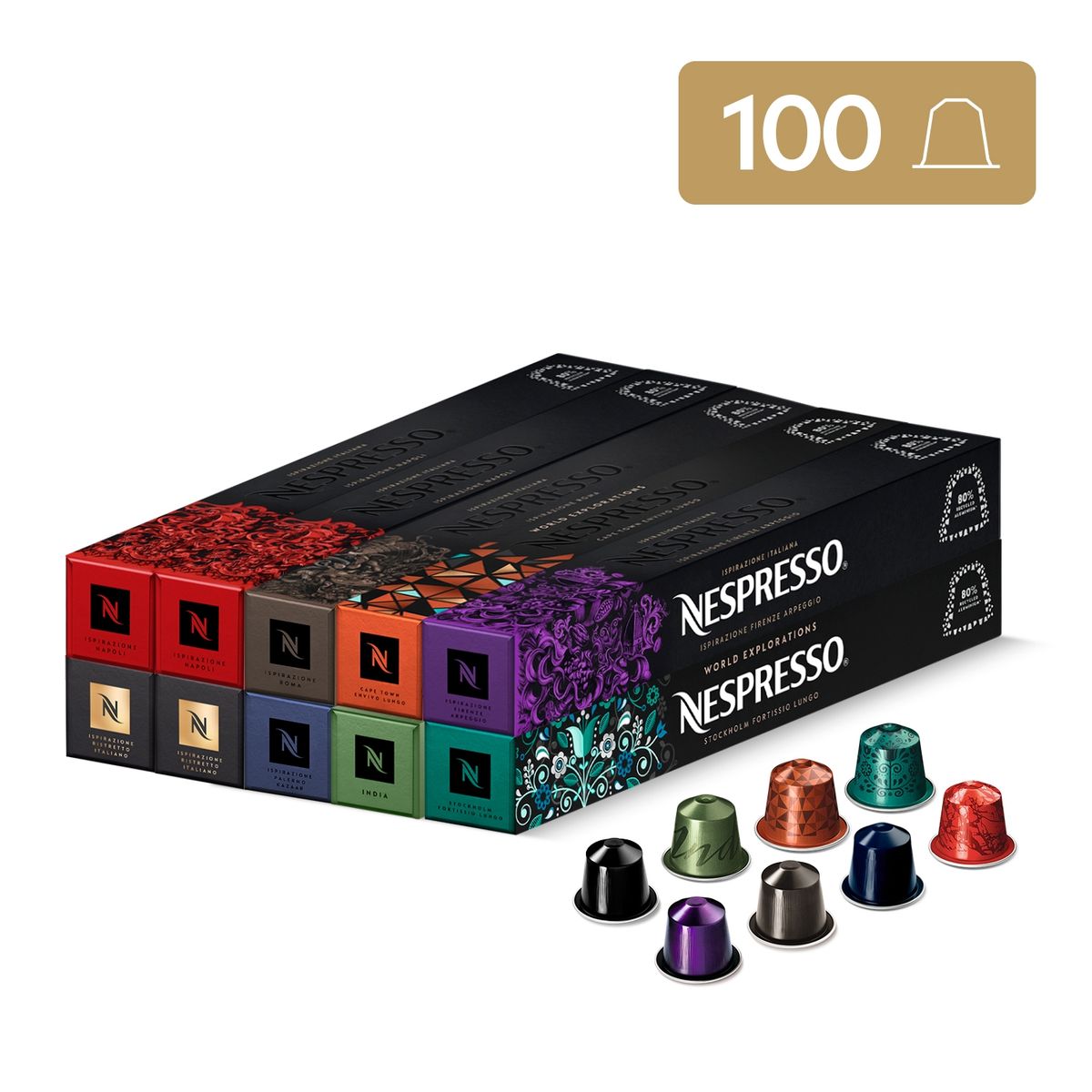 NESPRESSO - Cápsulas de Café Pack Intenso - 100 unidades