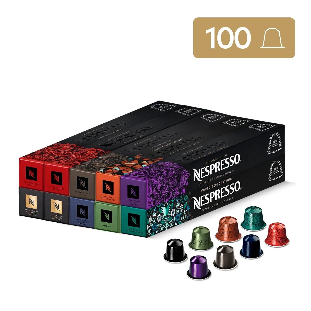 NESPRESSO - Cápsulas de Café Pack Intenso - 100 unidades