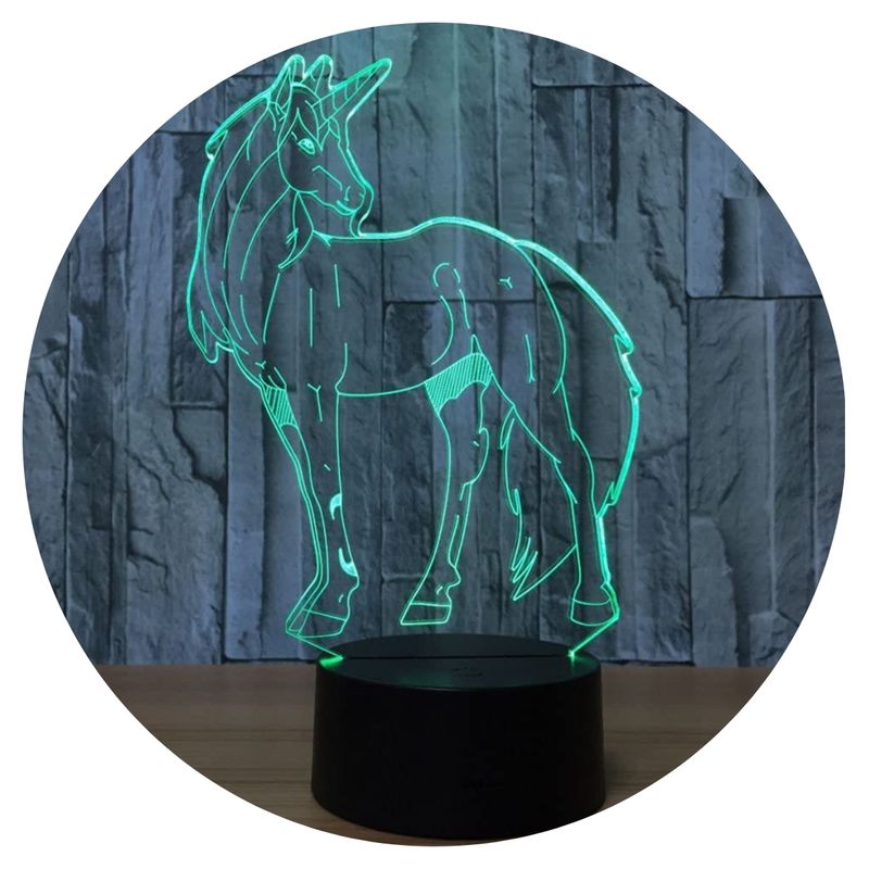 3DILUTION - Lámpara de Mesa 3d Caballo Base Negra
