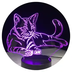 3DILUTION - Lámpara de Mesa 3d Gatito Base Negra