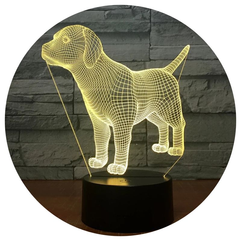 3DILUTION - Lámpara de Mesa 3d Perro Mascota Base Negra