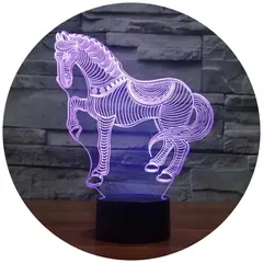 3DILUTION - Lámpara Led 3d Caballo Corriendo Base Negra