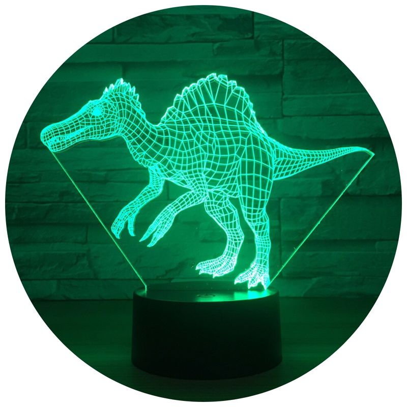 3DILUTION - Lámpara Led 3d Spinosaurus Dinosaurio Base Negra