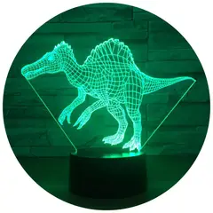 3DILUTION - Lámpara Led 3d Spinosaurus Dinosaurio Base Negra