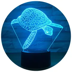 3DILUTION - Lámpara Led 3d Tortuga Mundo Marino Base Negra