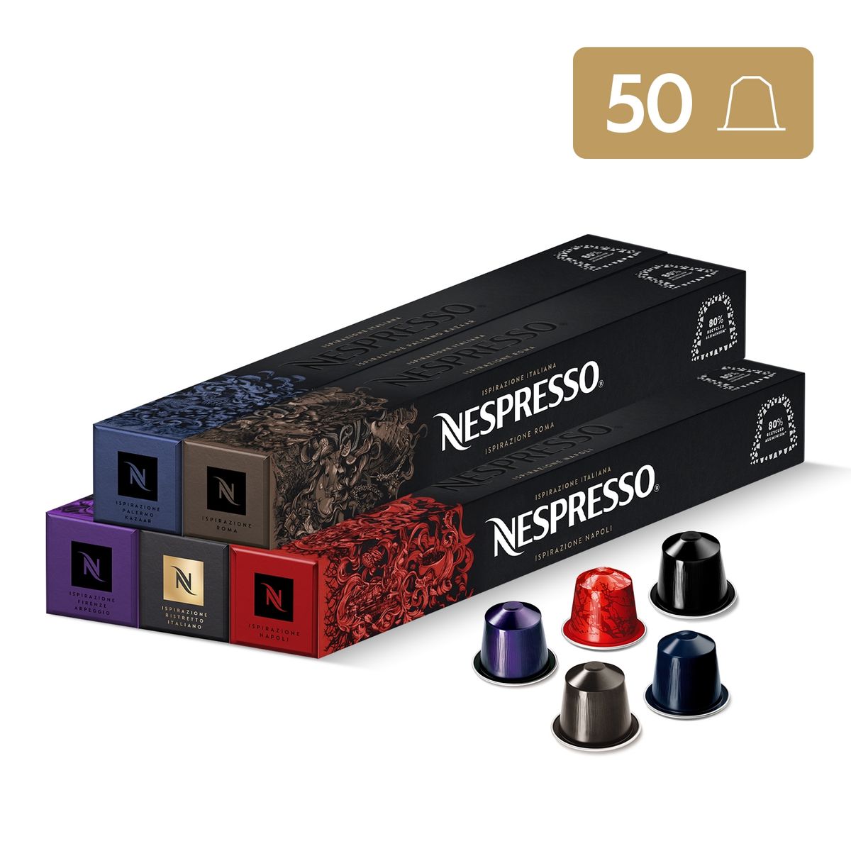 NESPRESSO - Cápsulas de Café Pack Intenso - 50 unidades