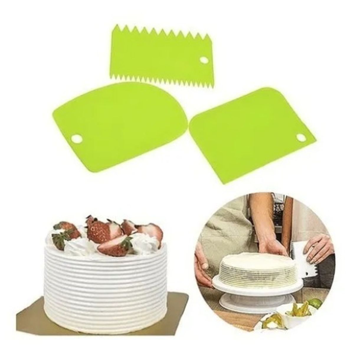 GENERICO - Set 3 Espátulas Texturizadoras Para Tortas Repostería Cocina.