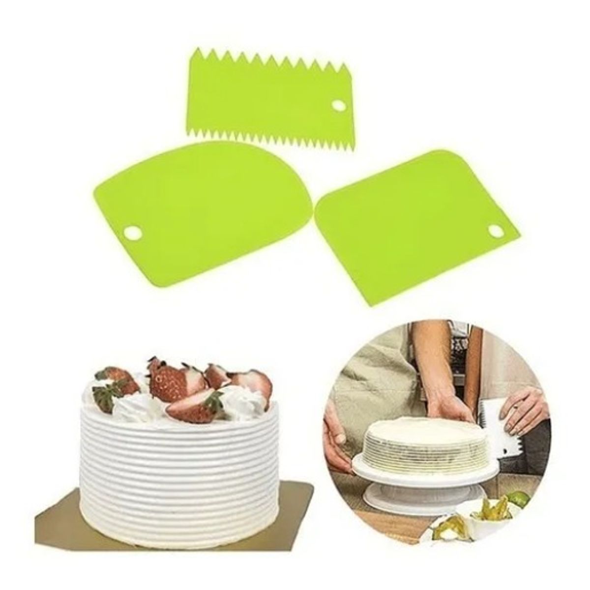 GENERICO - Set 3 Espátulas Texturizadoras Para Tortas Repostería Cocina.