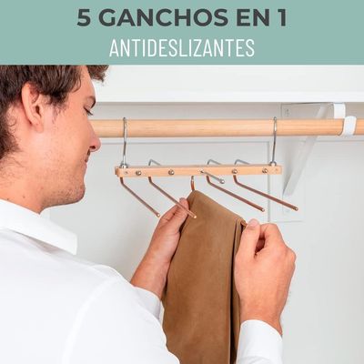 Imagen 2 del producto Colgador De Pantalones Ropa Ganchos 5 En 1 Antideslizante