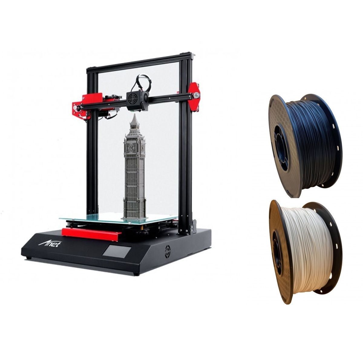 ANET - Impresora 3D Anet Storm G1 Max mas 2 filamentos PLA (Blanco y Negro)