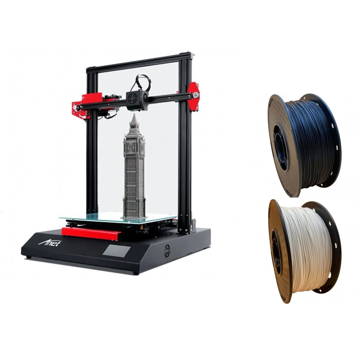 ANET - Impresora 3D Anet Storm G1 Max mas 2 filamentos PLA (Blanco y Negro)