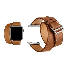 CELLBOX - Correa de Cuero Doble Vuelta para Apple Watch - Marrón