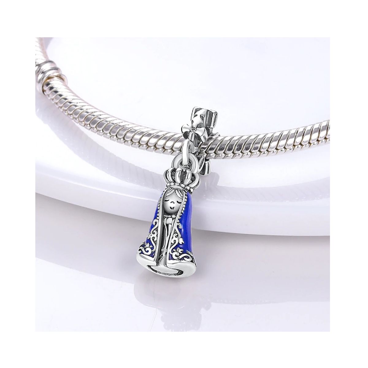 SILVER HEART - Charm Virgen Azul en Plata Fina 925 SILVER HEART