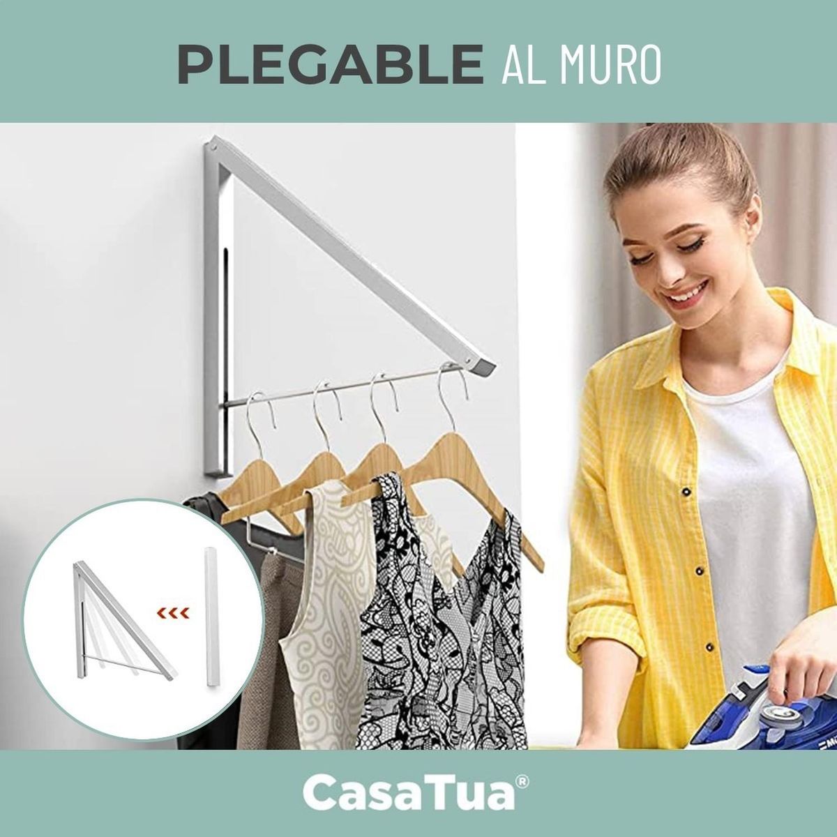 CASATUA - Tendedero Plegable De Pared Colgador Ropa Ajustable Casatua