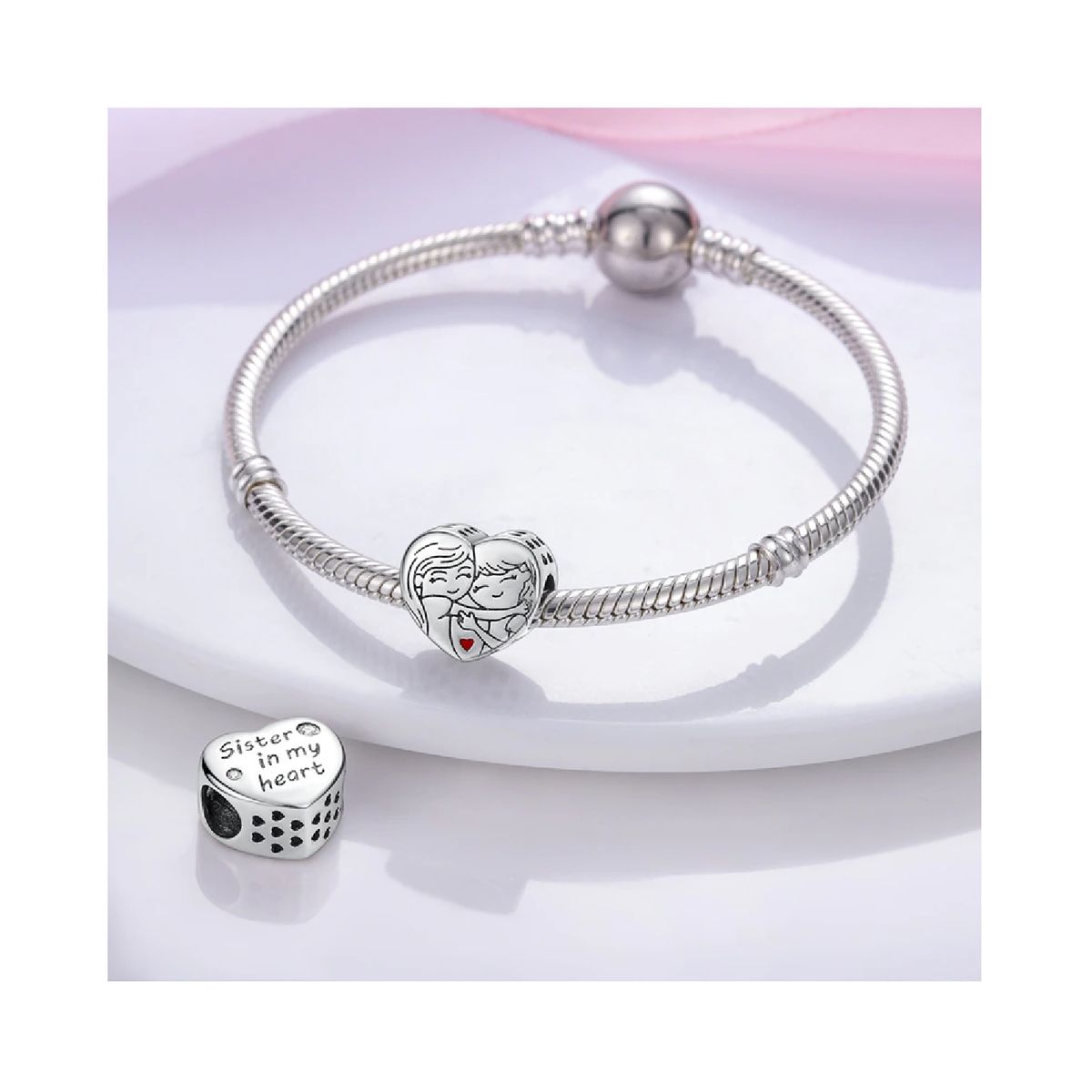 SILVER HEART - Charm Amor de Hermanas en Plata Fina 925 SILVER HEART