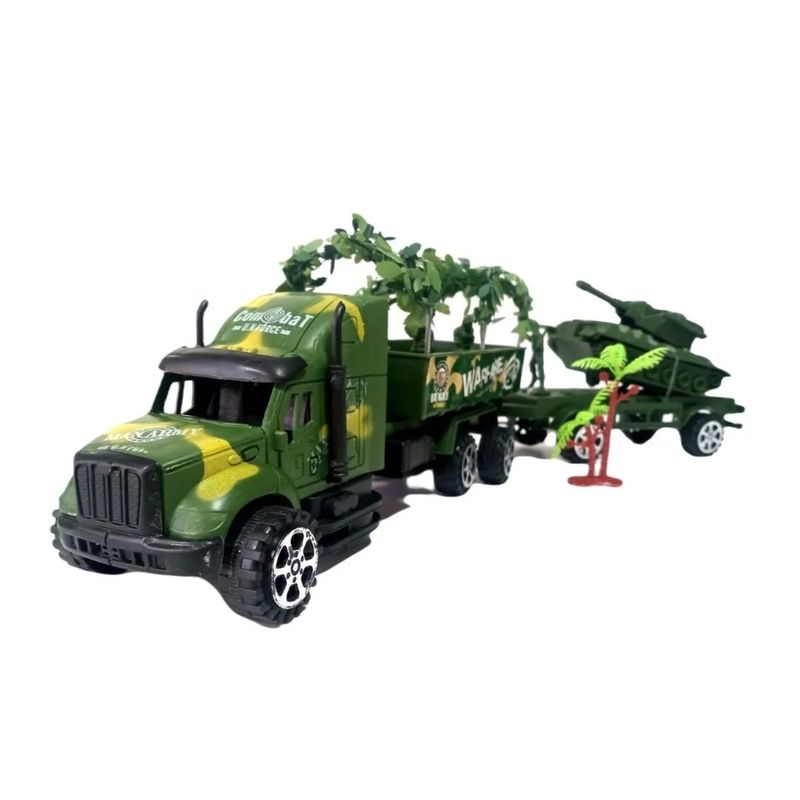GENERICO - Camion Militar  Con RemolqueTanque y Soldados Juguete