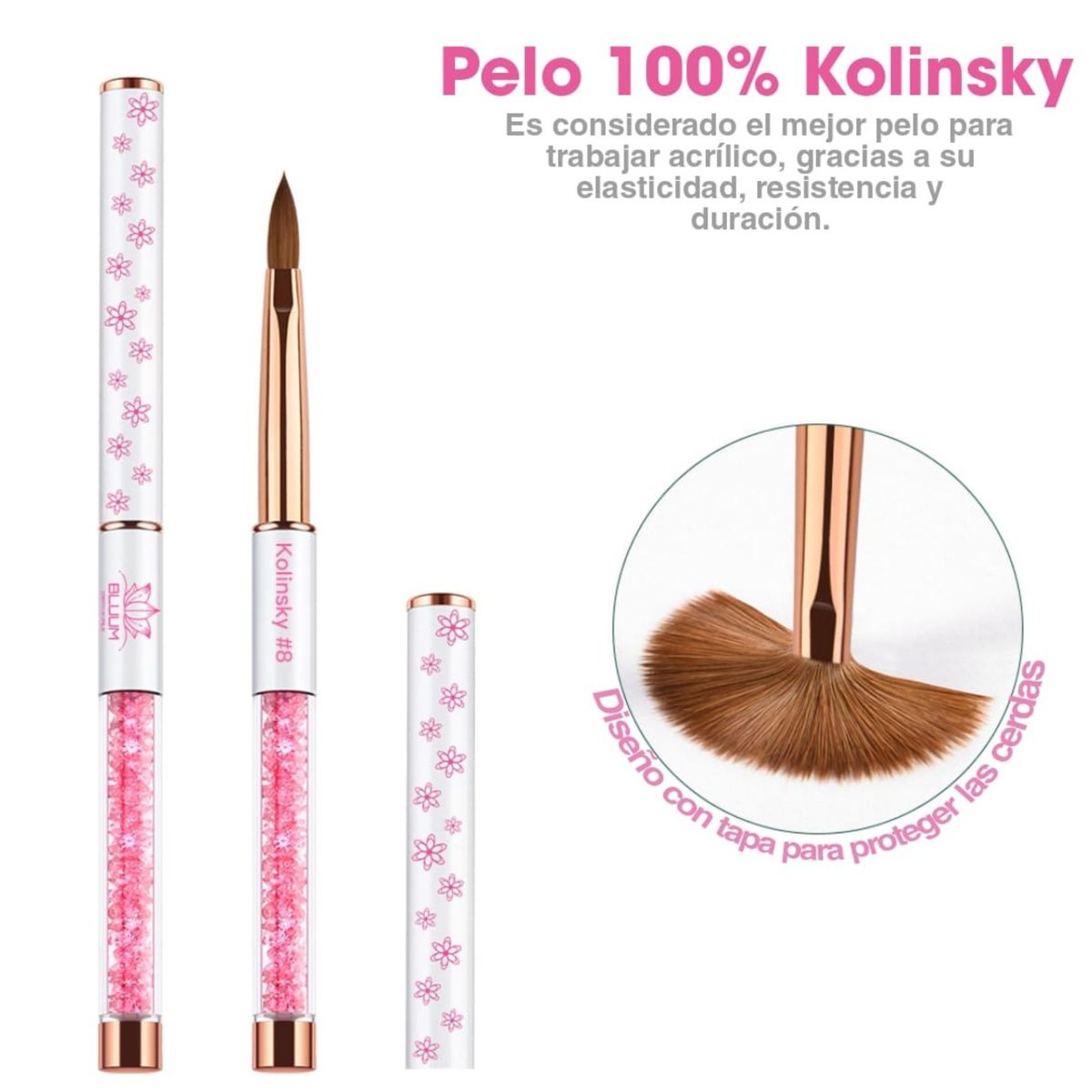 BLUUM - Pincel Kolinsky Nº8 Bluum Uso Profesional Uñas Acrilicas…