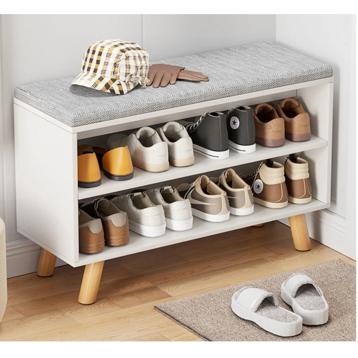 HOMER DESIGN - Zapatero Organizador Zapatos Banca Probador De Zapato 60x30x49cm