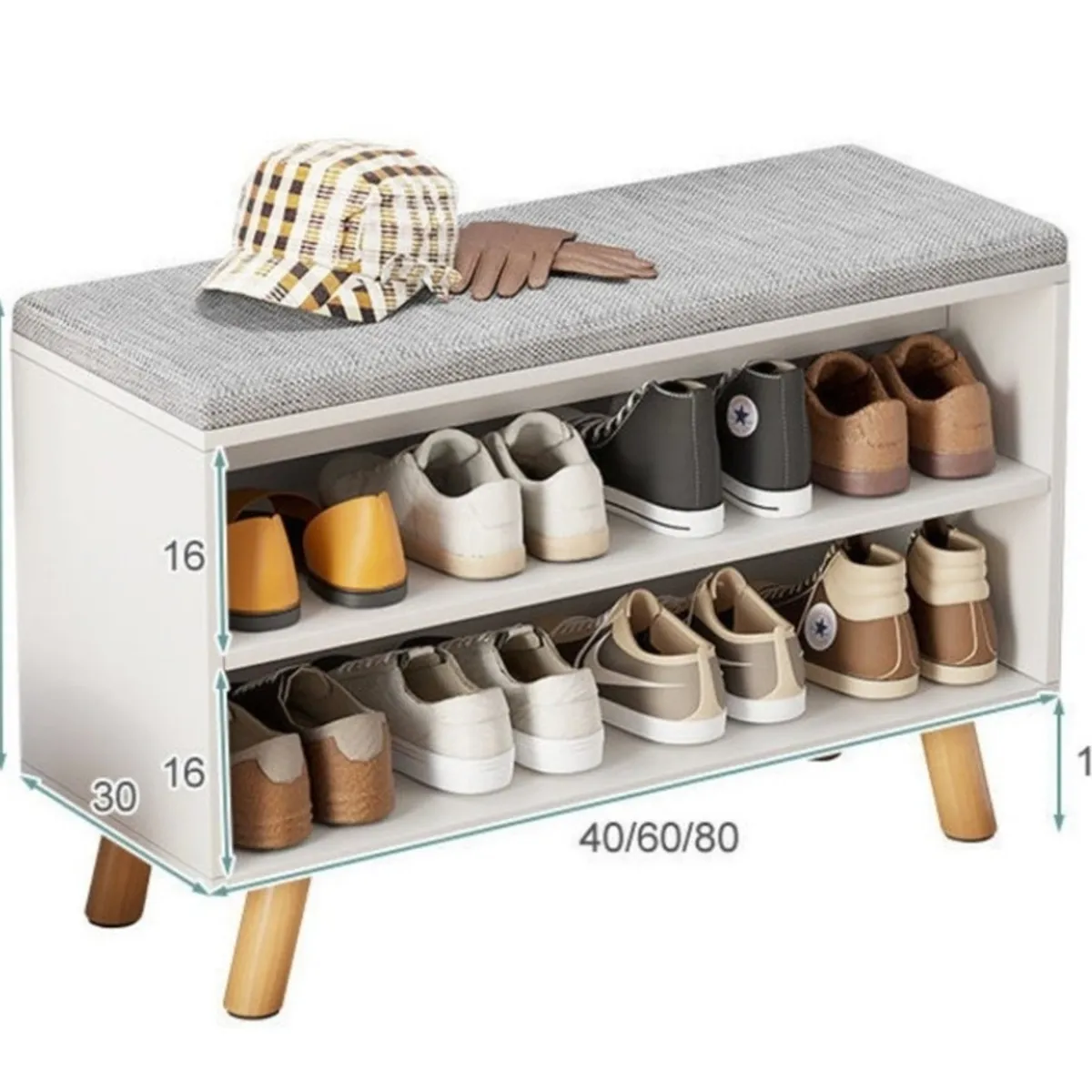 HOMER DESIGN - Zapatero Organizador Zapatos Banca Probador De Zapato 60x30x49cm