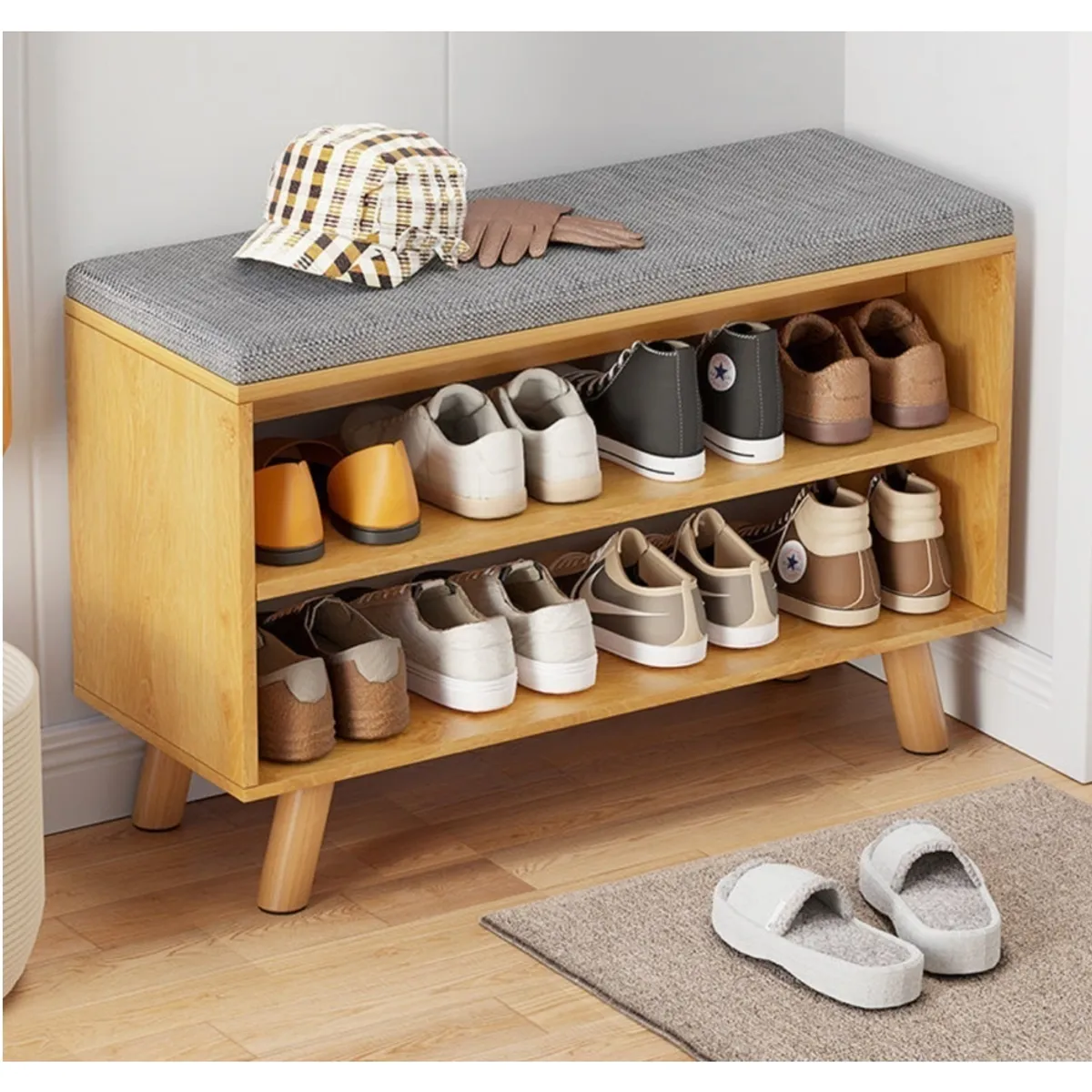 HOMER DESIGN - Zapatero Organizador Zapatos Banca Probador De Zapato 60x30x49cm