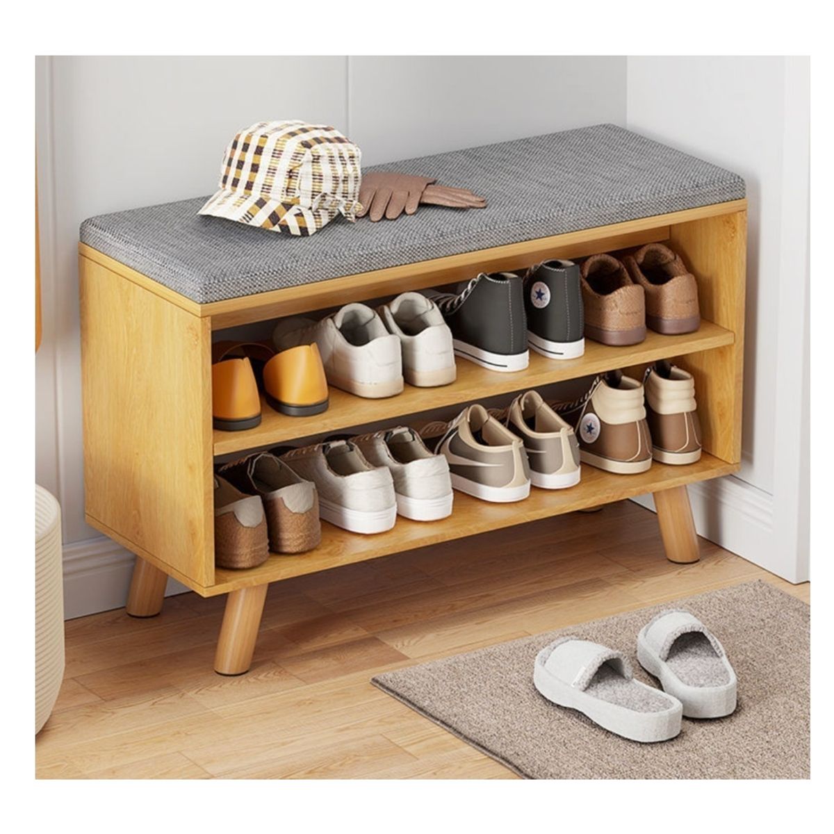 HOMER DESIGN - Zapatero Organizador Zapatos Banca Probador De Zapato 60x30x49cm