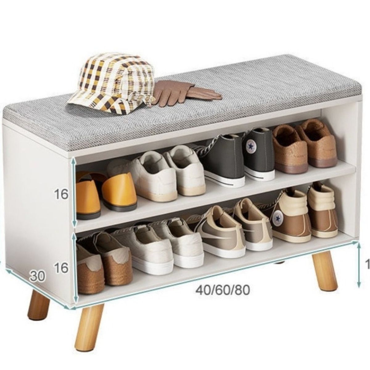 HOMER DESIGN - Zapatero Organizador Zapatos Banca Probador De Zapato 60x30x49cm