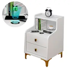 HOMER DESIGN - Velador 2 Niveles Con Cargador Inalambrico 40*34*58 Homer
