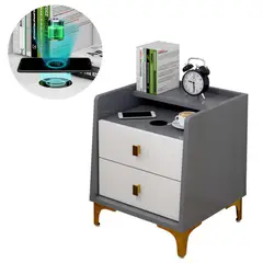 HOMER DESIGN - Velador 2 Niveles Con Cargador Inalambrico 40*34*50 Doble