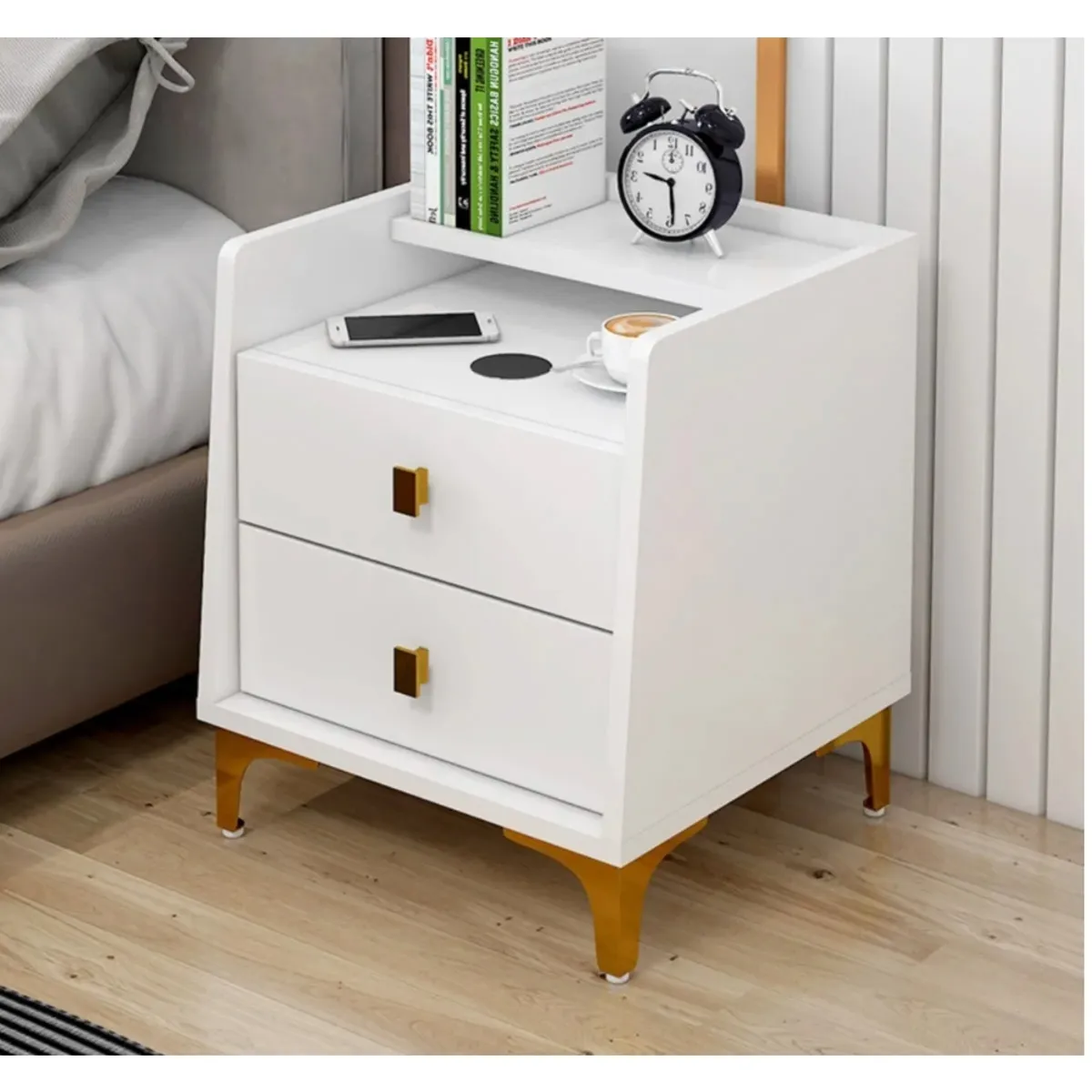 HOMER DESIGN - Velador 2 Niveles Con Cargador Inalambrico 40*34*50 Doble