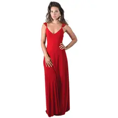 MARIA PASKARO - Vestido Largo Jaipur Rojo Furioso Lycra Vuelitos