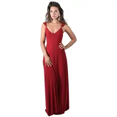 MARIA PASKARO - Vestido Largo Jaipur Rojo Italiano Lycra Vuelitos