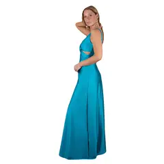 MARIA PASKARO - Vestido Largo Algarve Turquesa Lycra Dupont - Verde