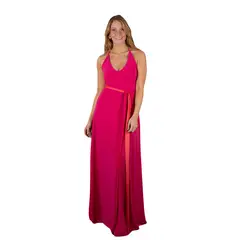 MARIA PASKARO - Vestido Largo Merida Fucsia Tira Coral Lycra