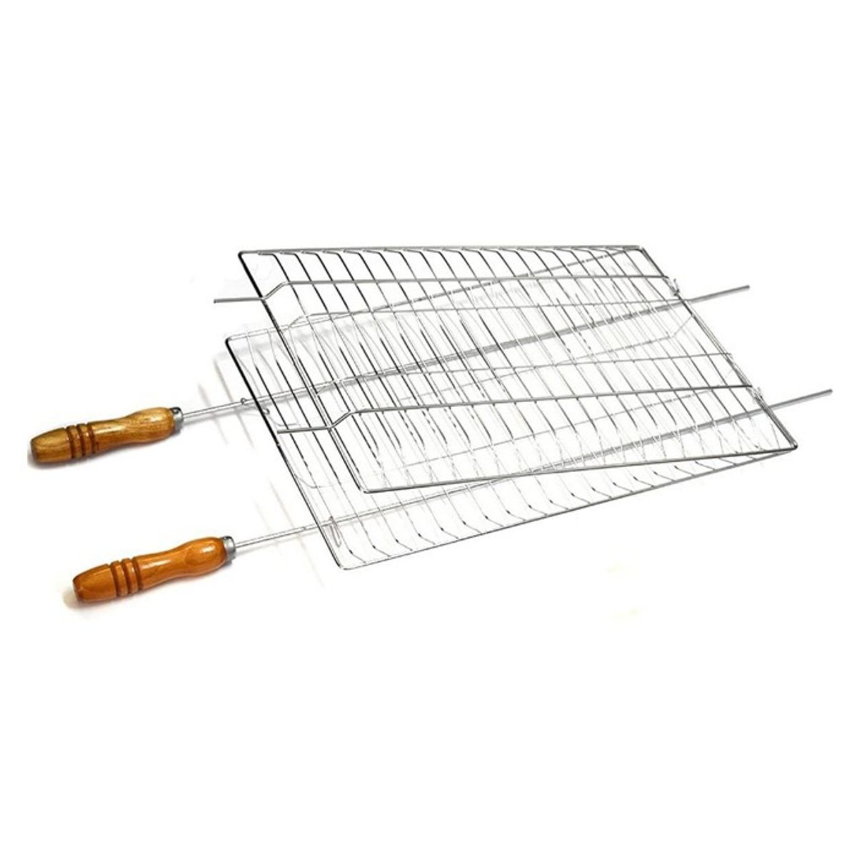 GENERICO - REJILLA DOBLE MANGO DE MADERA PARA PARRILLA