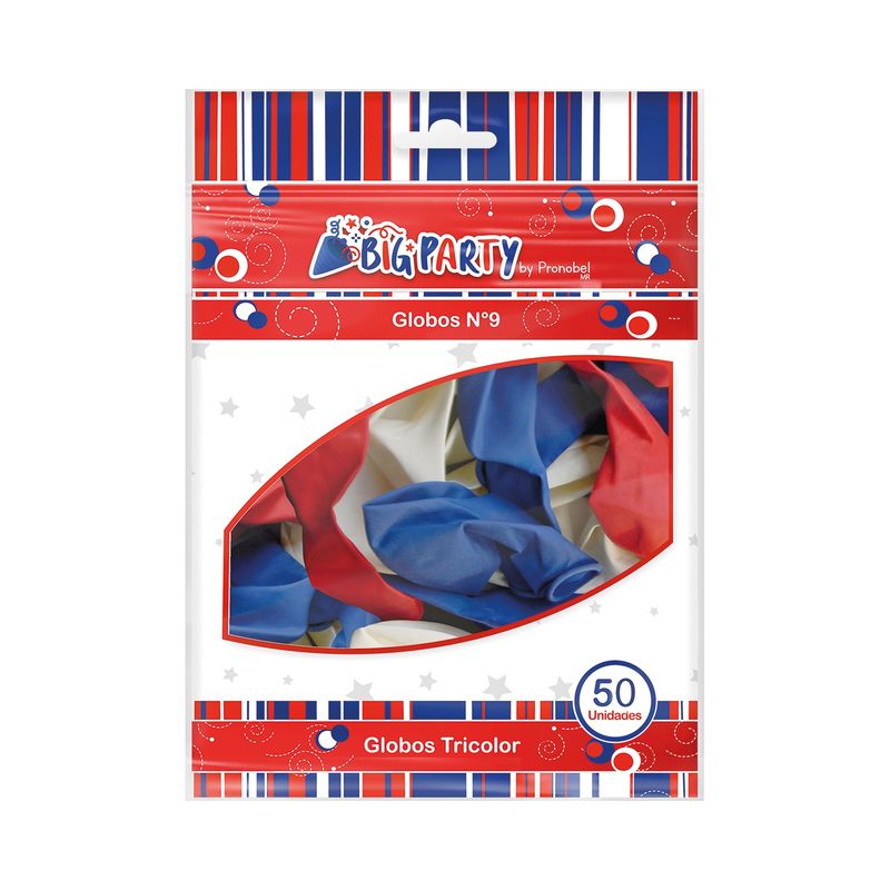 BIG PARTY - Set 50 Globos N° 9 Tricolor Big Party