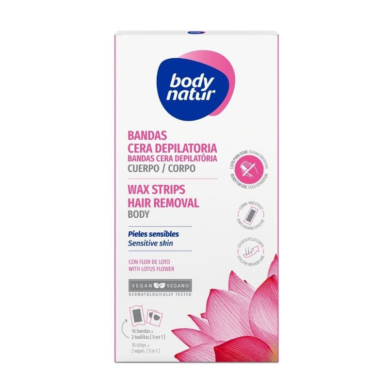 BODY NATUR - Bandas Cera Depilatoria Corporal Piel Sensible