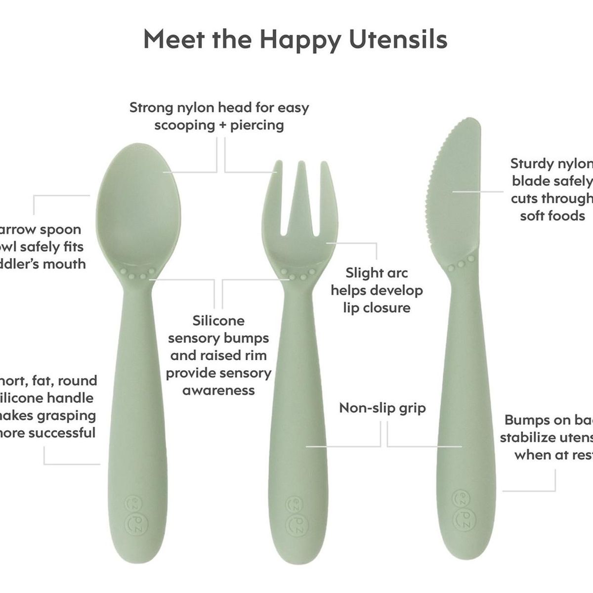 EZPZ - Set de Cubiertos Happy Verde Ezpz