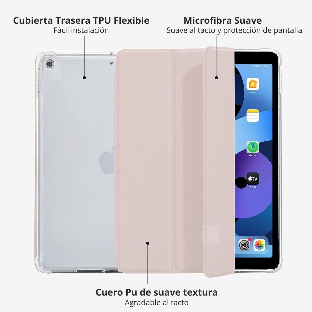 GENERICO - Funda Para iPad 9.7 (5 y 6) Ranura Lápiz Y Atrás Traslúcida - Rosa