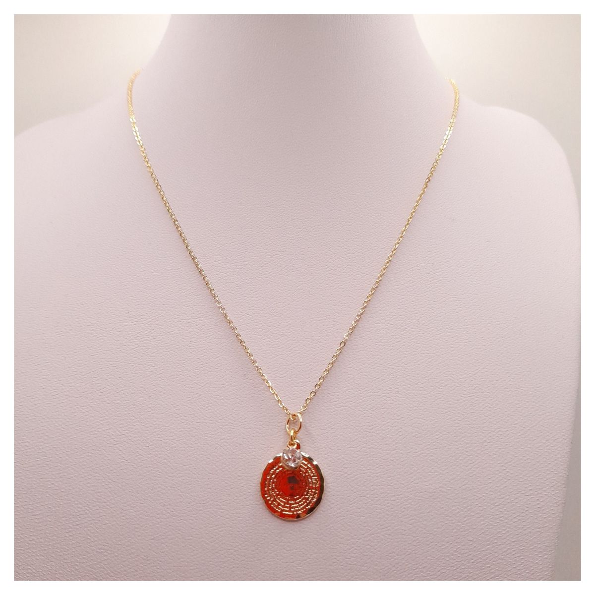 CAT JOYAS - Cadena enchapada en oro con colgante de padre nuestro con circon