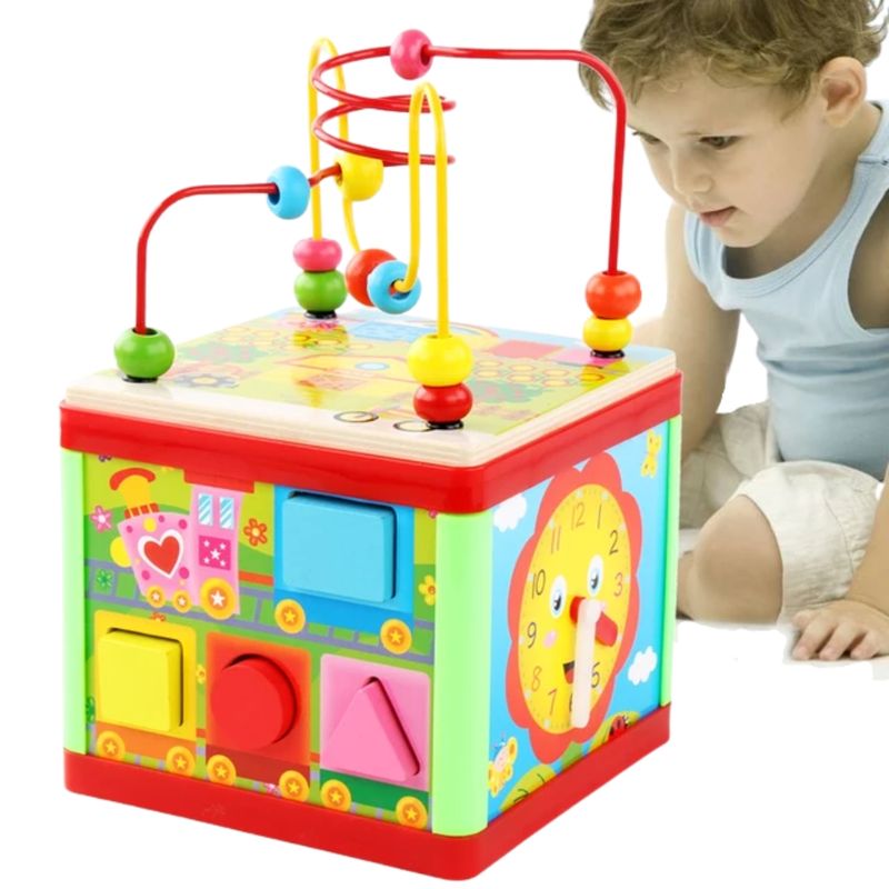 GENERICO - Juguete Cubo madera Montessori Didáctico Madera 5 En 1