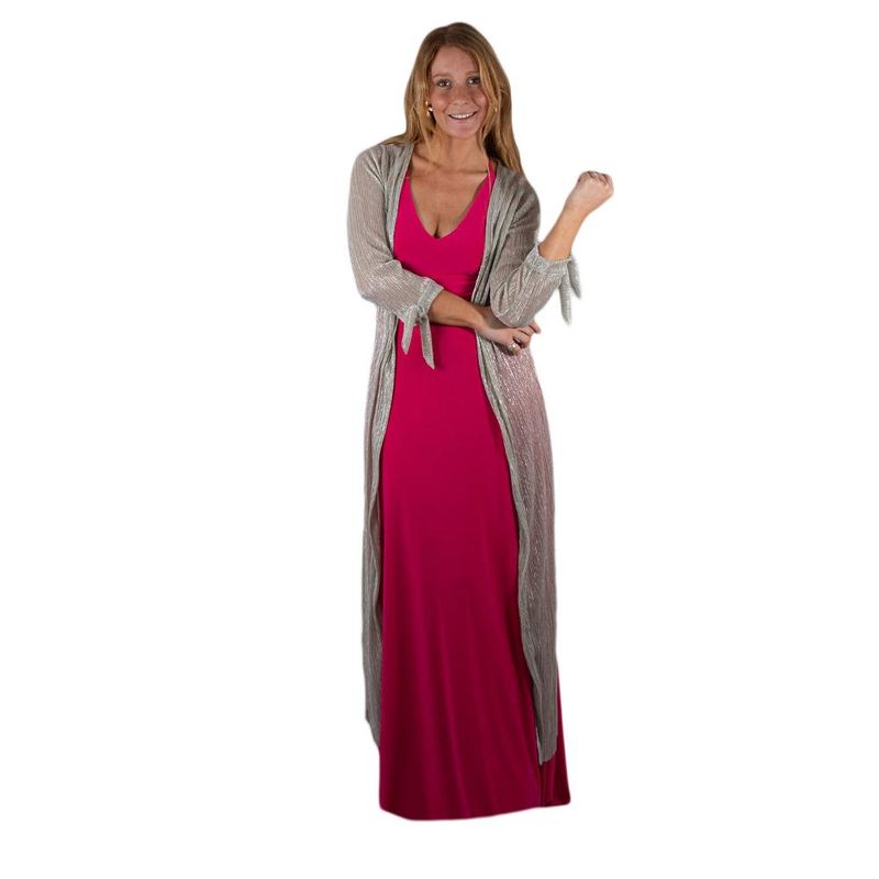 MARIA PASKARO - Tapado Kimono Largo Verona Plateado Plisado Transparente Metalizado Maria Paskaro - Plateado