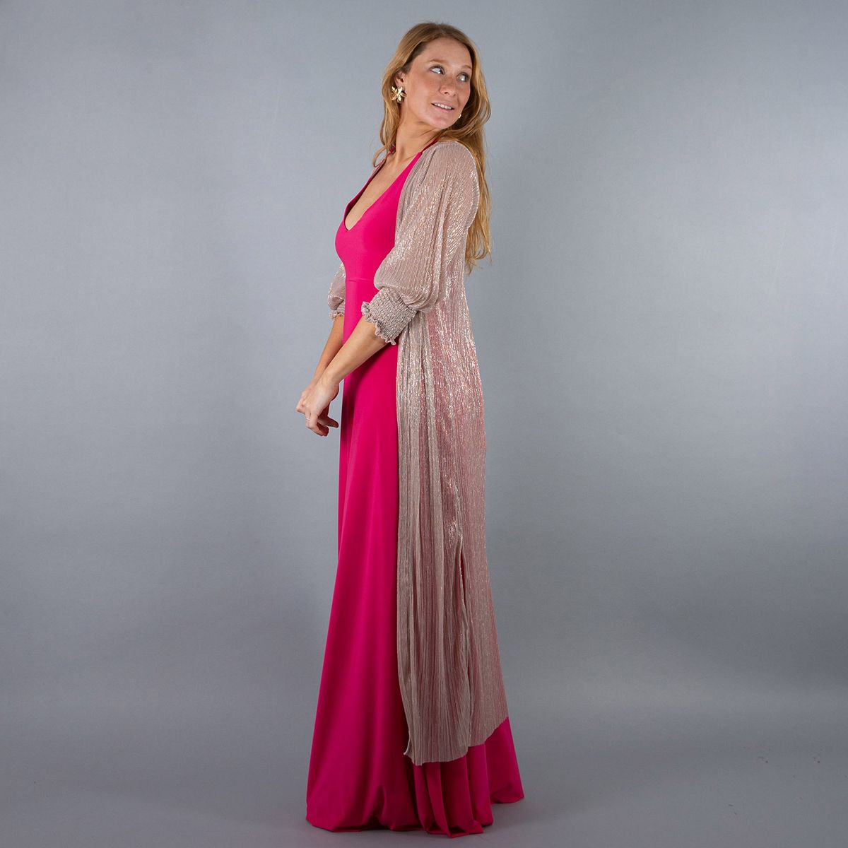 MARIA PASKARO - Tapado Kimono Santini Rosado Transparente Maria Paskaro MARIA PASKARO