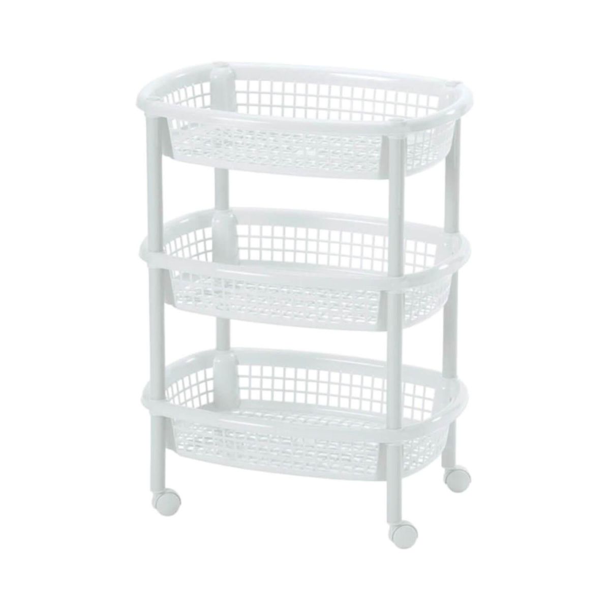 RIMAX - Carro verdulero plastico Oval Blanco 3 canastos Rimax