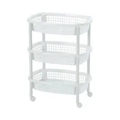 RIMAX - Carro verdulero plastico Oval Blanco 3 canastos