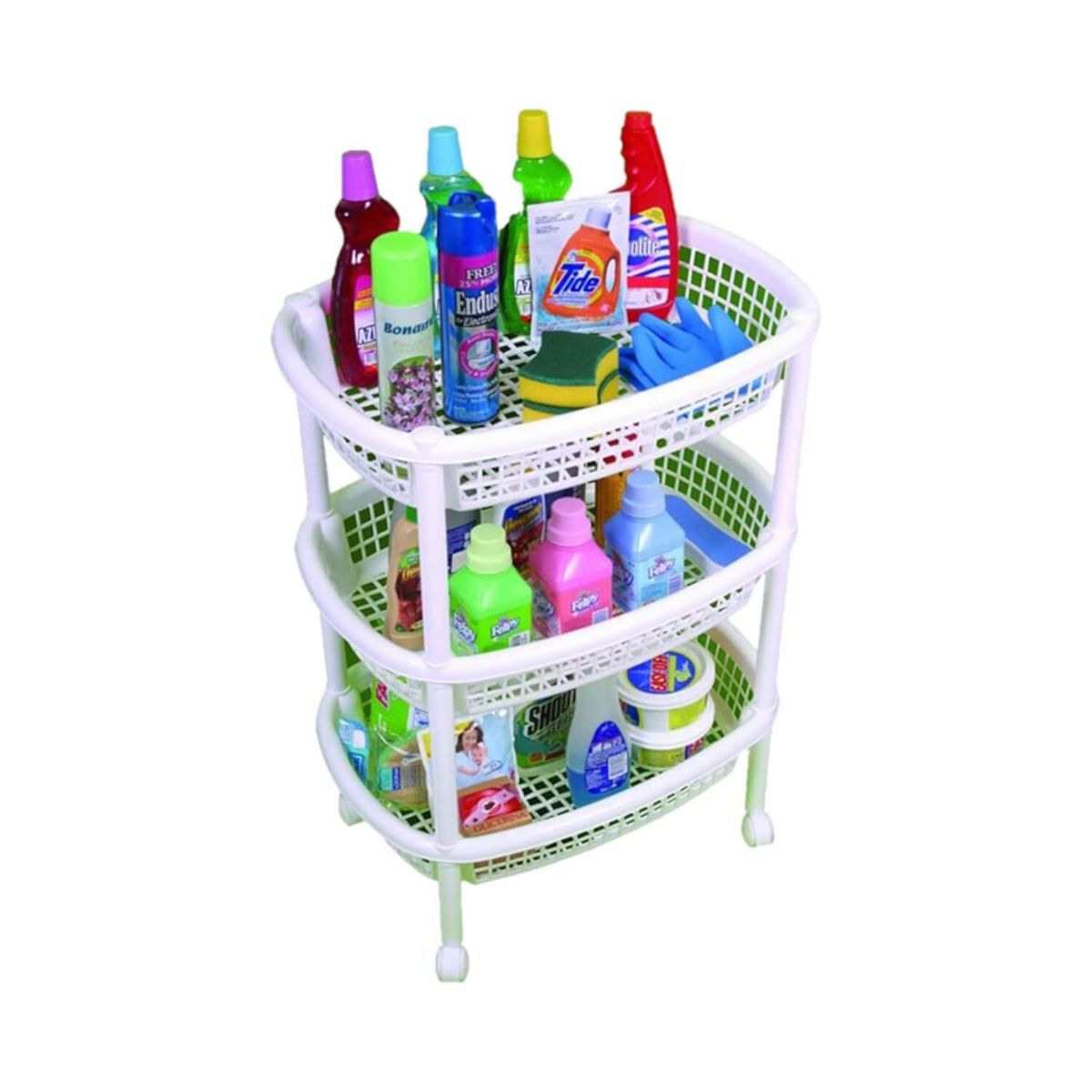 RIMAX - Carro verdulero plastico Oval Blanco 3 canastos Rimax