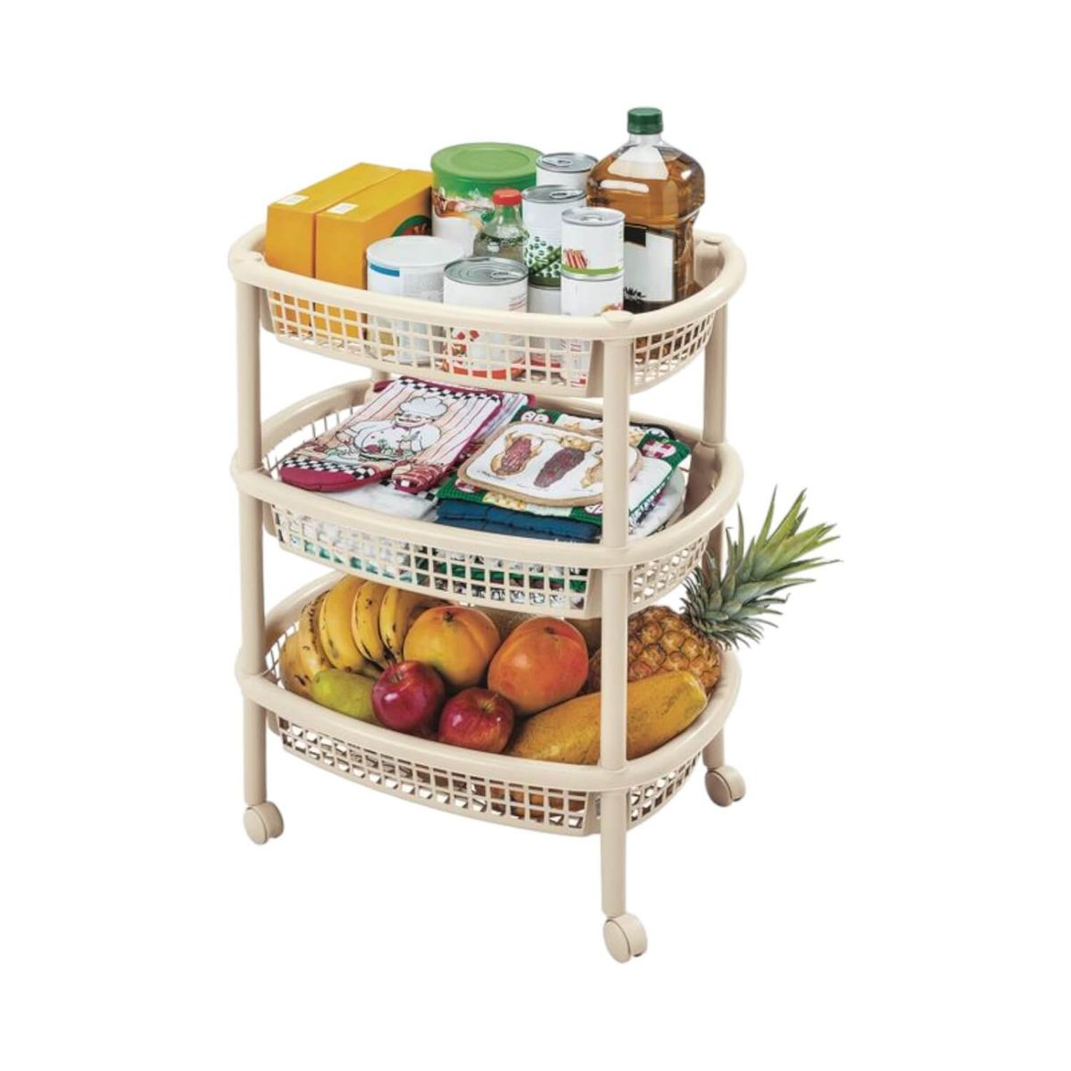 RIMAX - Canasta Movil Ovalada Taupe 54.5x39.2x71.5 cms Rimax