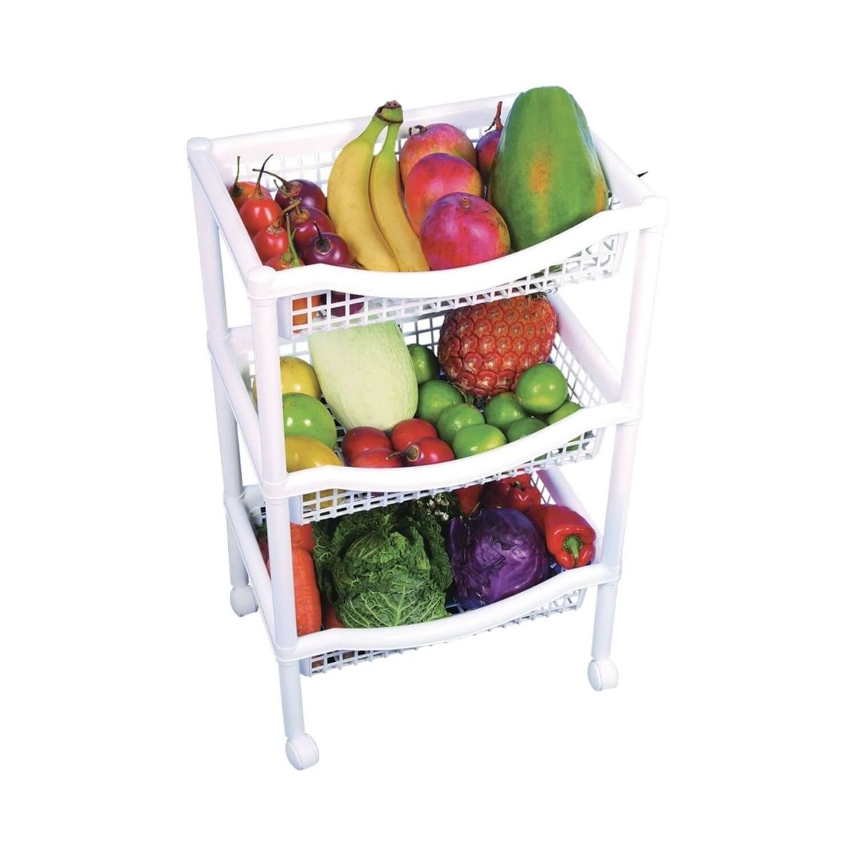 RIMAX - Canasta Movil Rectangular Blanco 45x31x72 cms Rimax