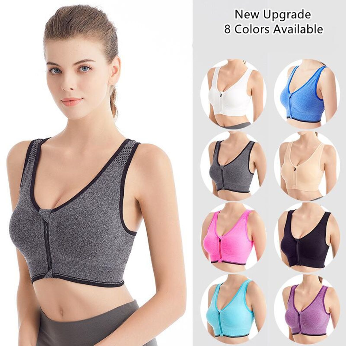 EVERSO - Pack6 Sostén Deportivo Push Up Sin Costuras Con Cierre