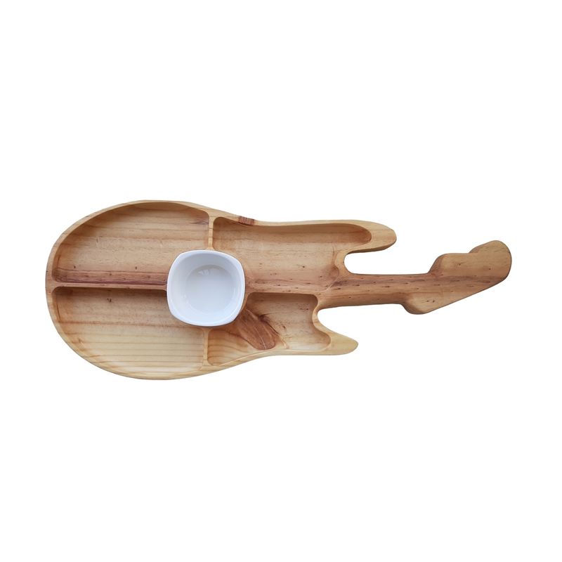 GENERICO - Tabla de aperitivo modelo guitarra con pocillo