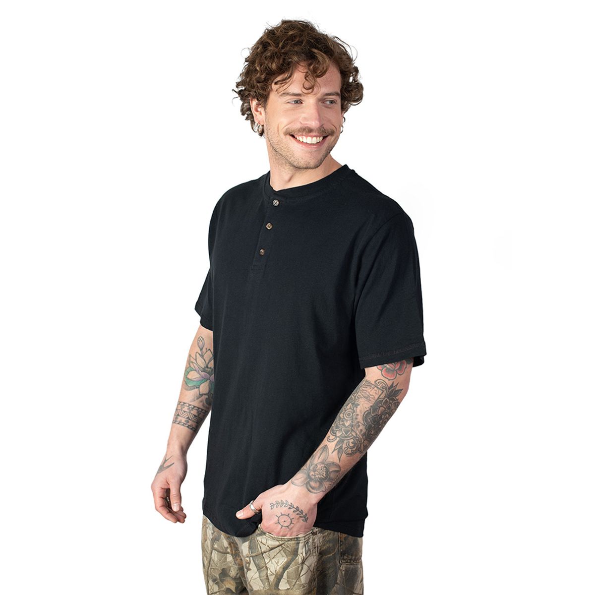LENGA - Polera Molle Cuello Redondo con Botones Uvpro Hombre Lenga
